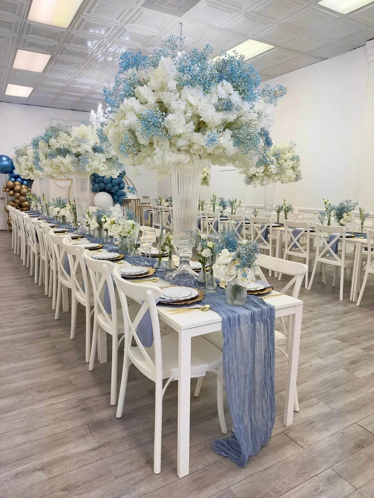 Blue Floral Centerpiece at Blanco Event Center Columbus Ohio