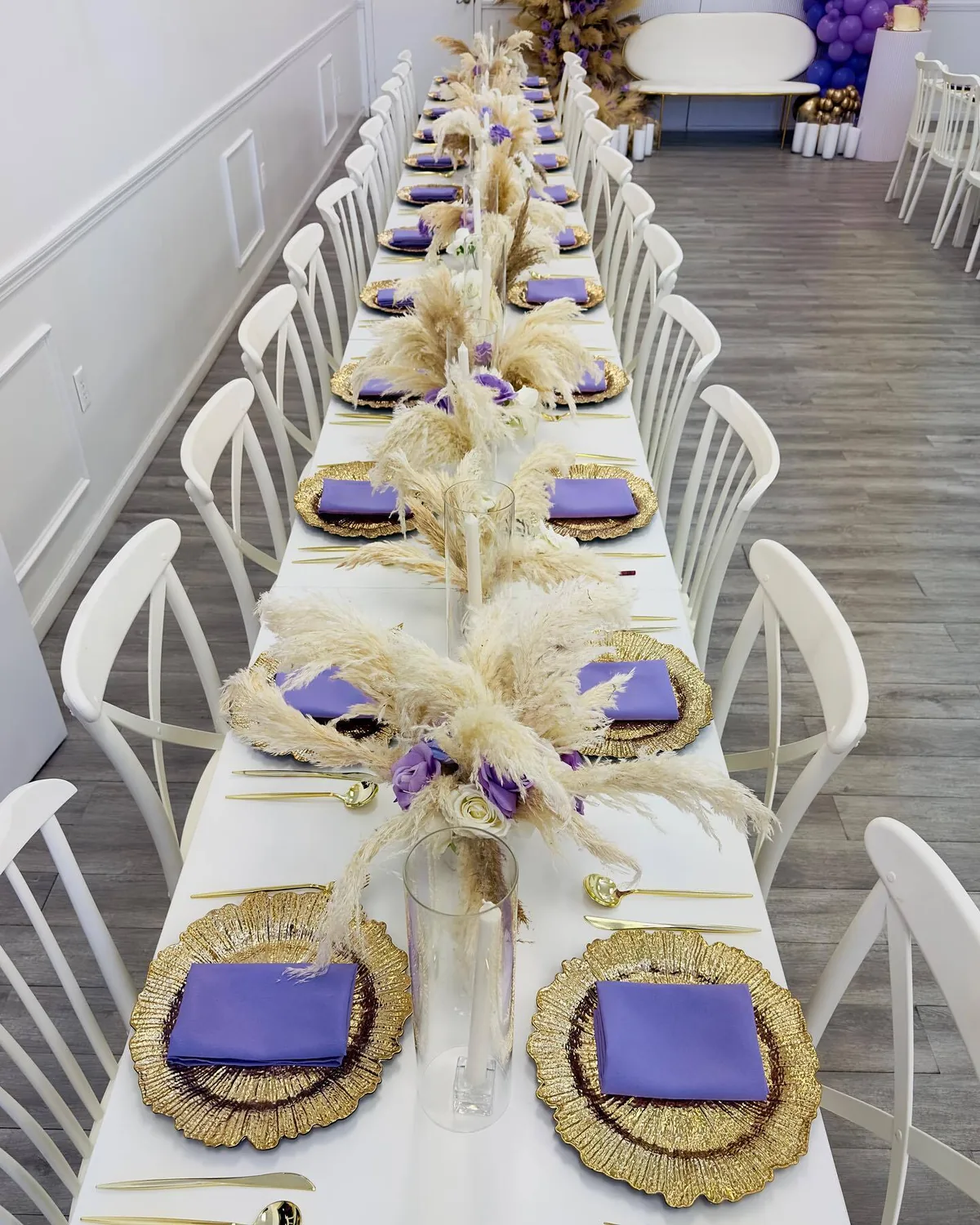 Purple Pampas Grass Decor at Blanco Event Center Columbus Ohio