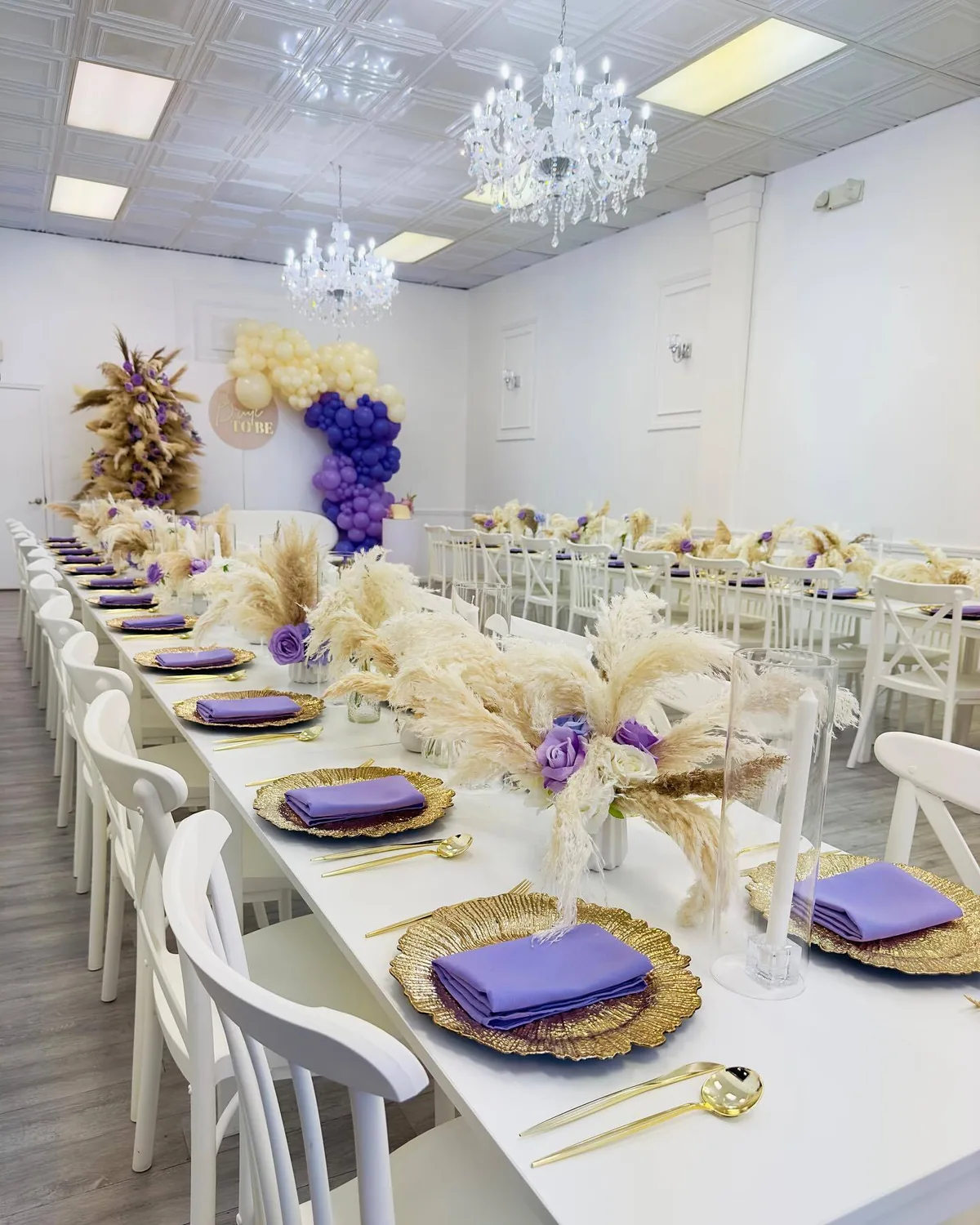Purple & Gold Decor at Blanco Event Center Columbus Ohio